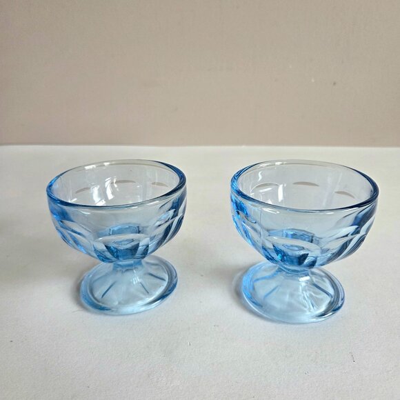 Light blue glass ice cream or sherbet footed glasses/bowls. - Picture 2 of 5